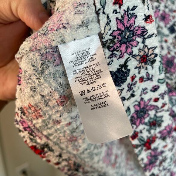 LOFT Bloom Smocked Square Neck Top Long Sleeves - Size XL - Picture 5 of 6